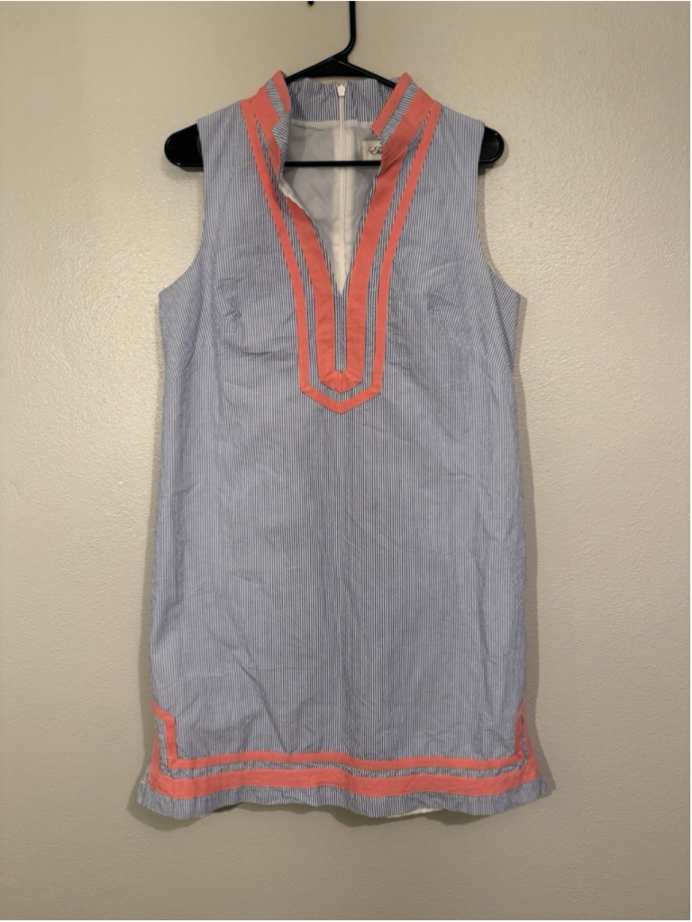 ELIZA J Stripe Sleeveless Shift Mini Dress In Orange Sky Size 12 Beach Summer - Picture 2 of 6